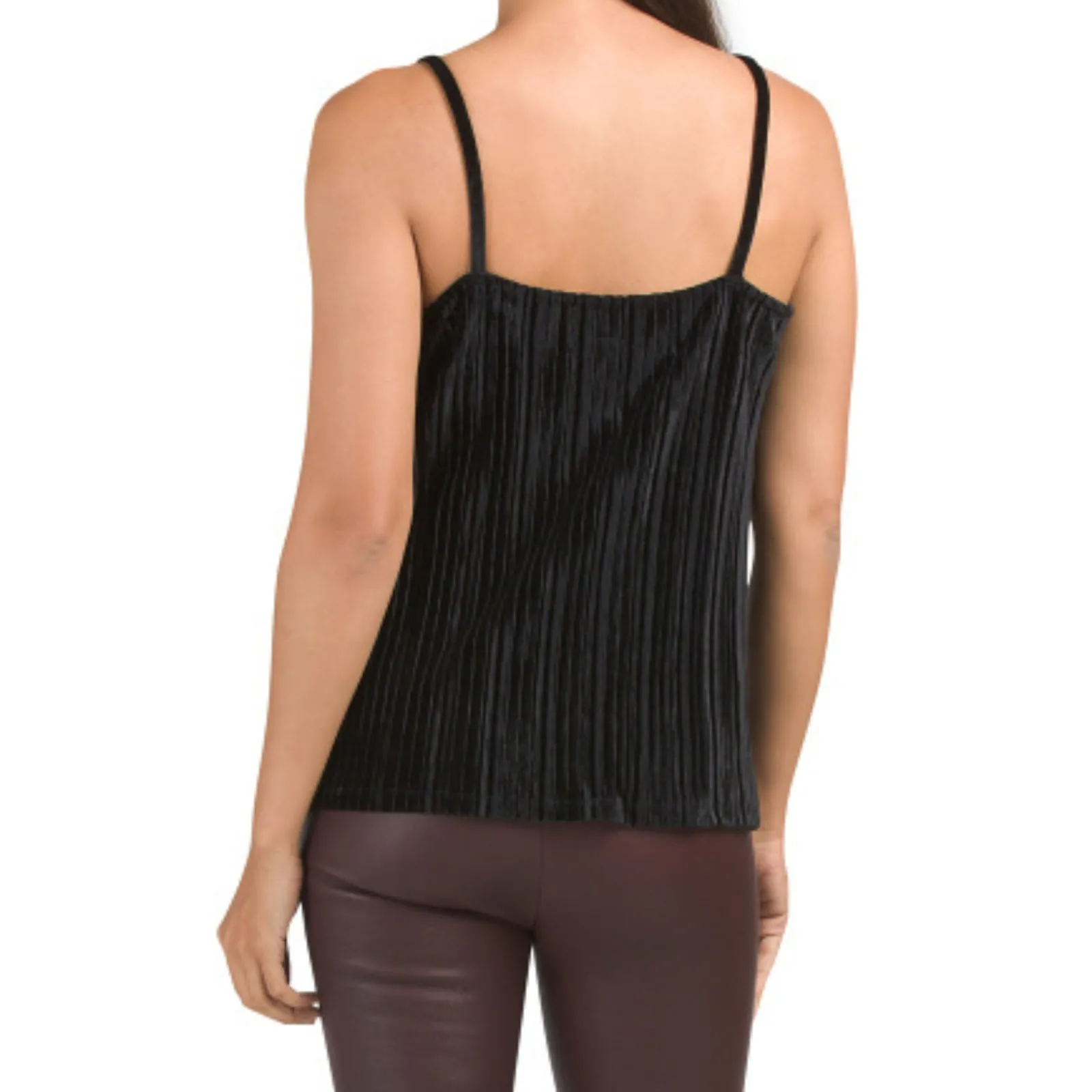 ANDREA JOVINE Women's Textured Velvet Lace Trim Camisole Top