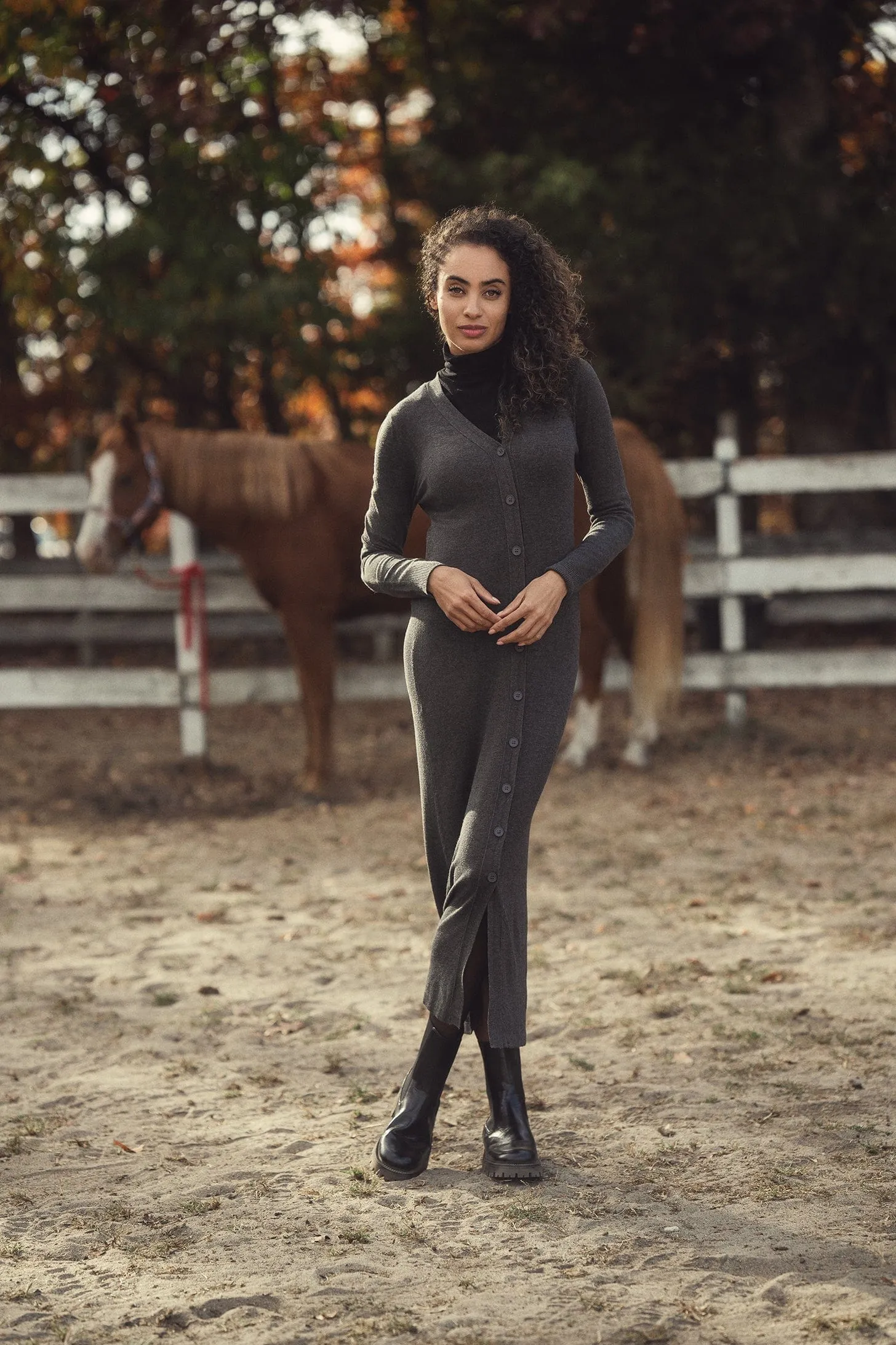Duster Cardigan 50"-Charcoal Grey
