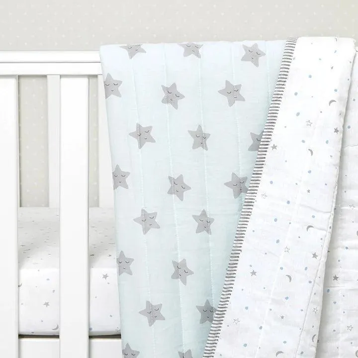 Organic Cotton Quilt Sleepy Star Blanket Shawl | Quilt Throw Coverlet