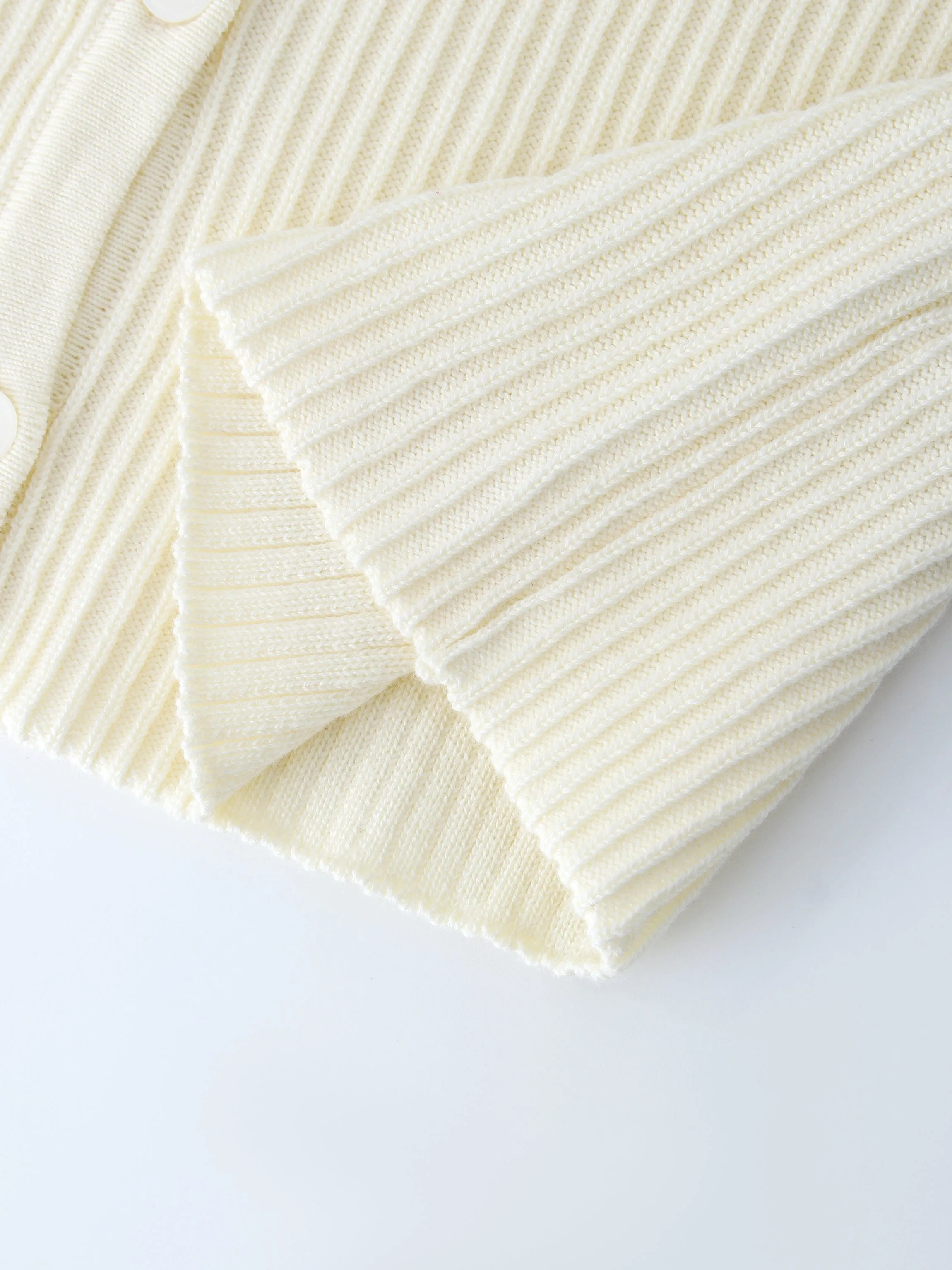 Ribbed Knit Cardigan-Ivory