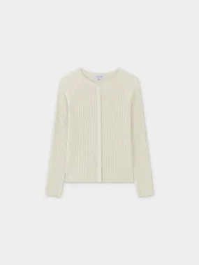 Ribbed Knit Cardigan-Ivory