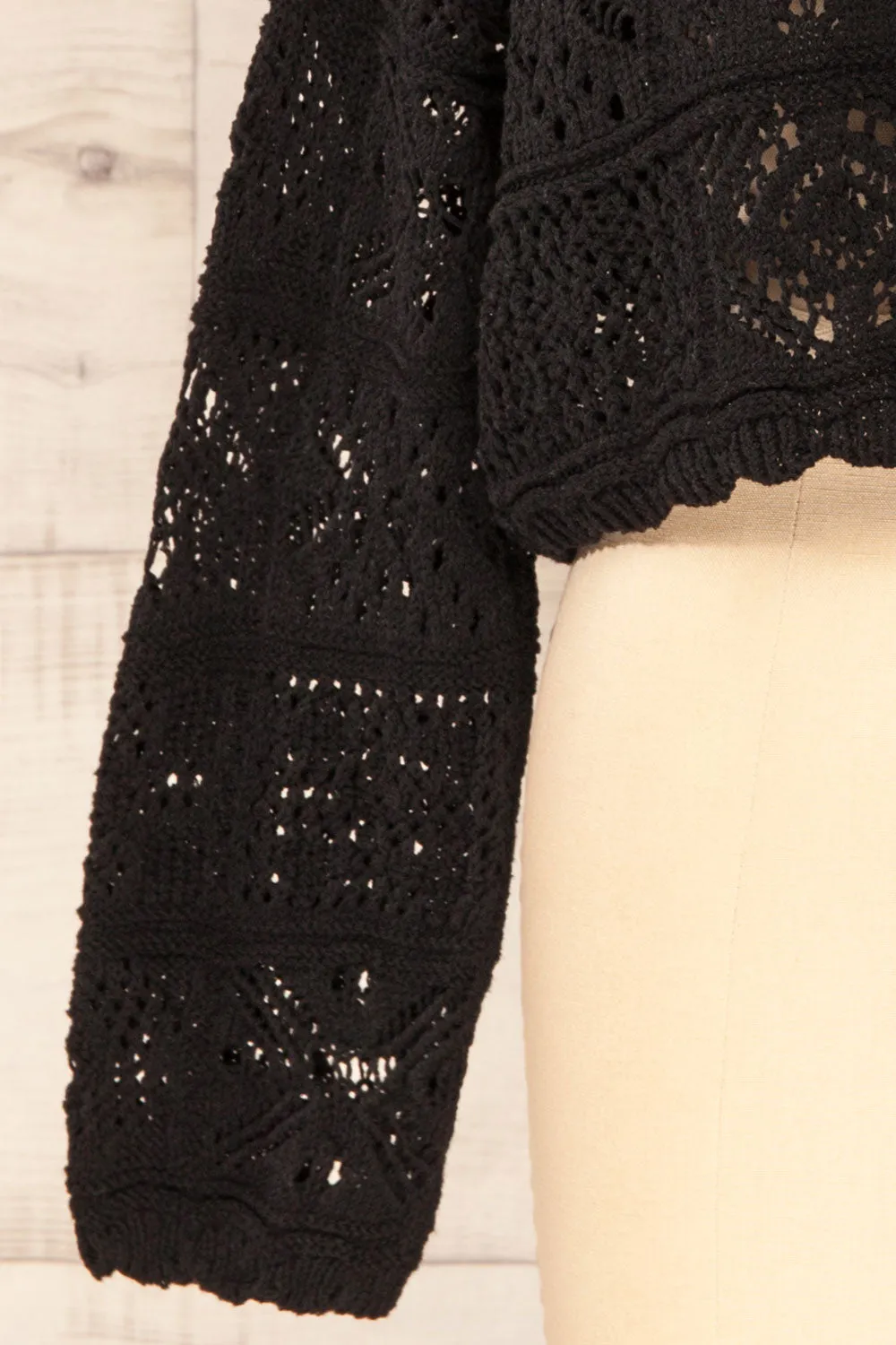 Ripson Black | Cropped Crochet Cardigan