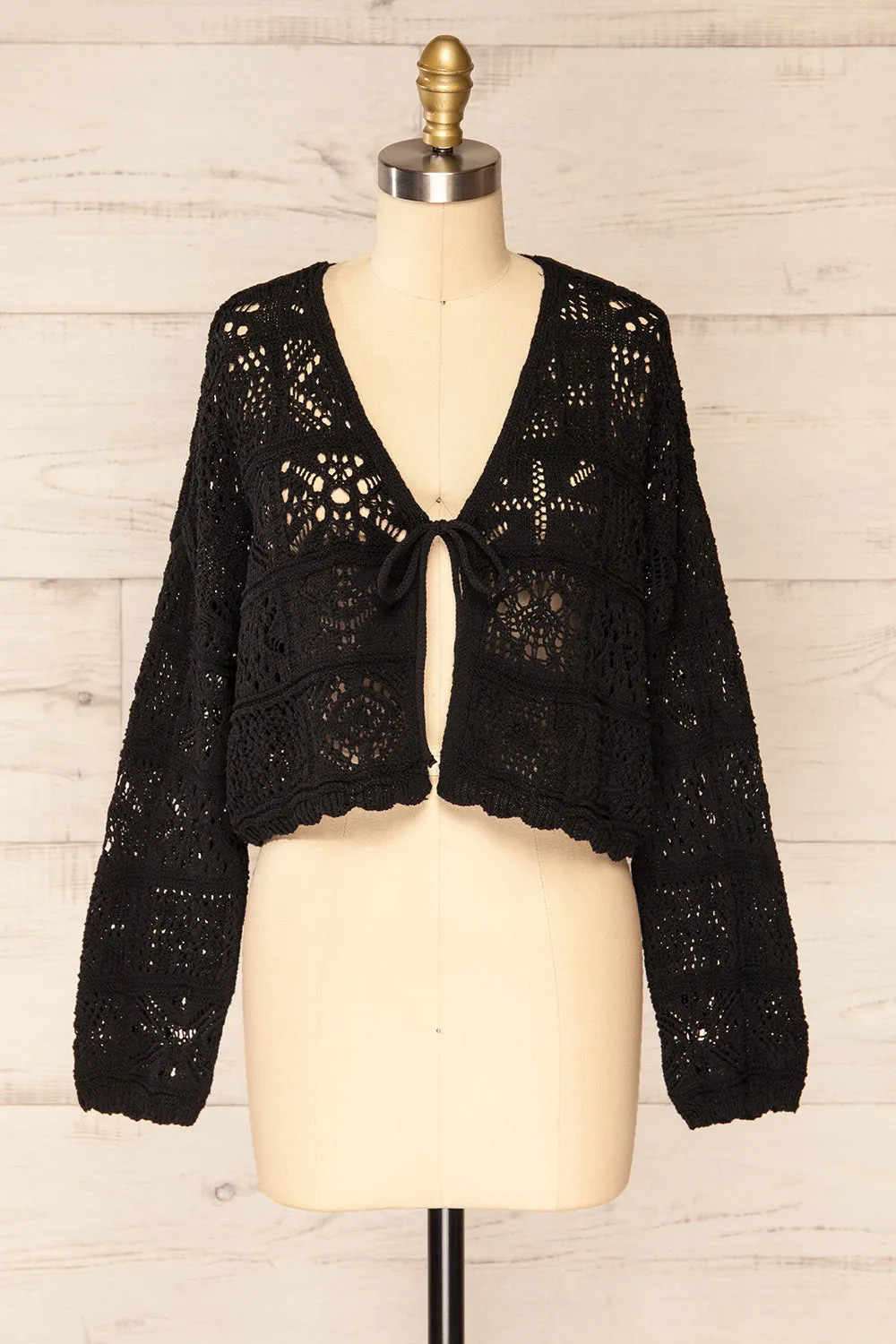 Ripson Black | Cropped Crochet Cardigan
