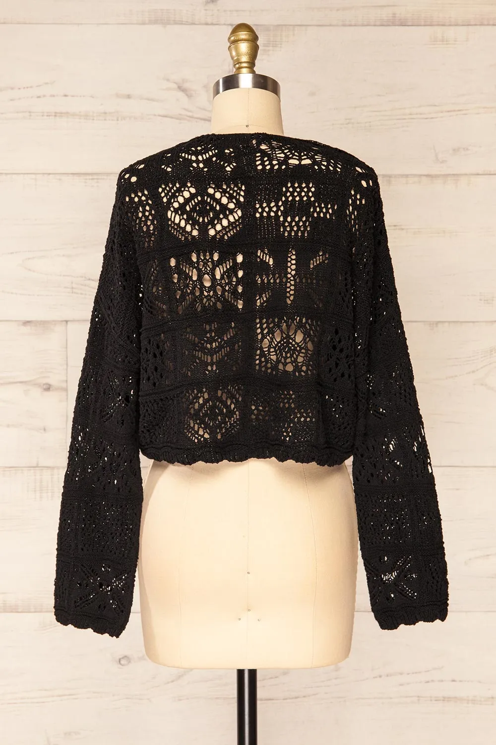 Ripson Black | Cropped Crochet Cardigan