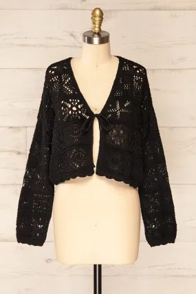 Ripson Black | Cropped Crochet Cardigan