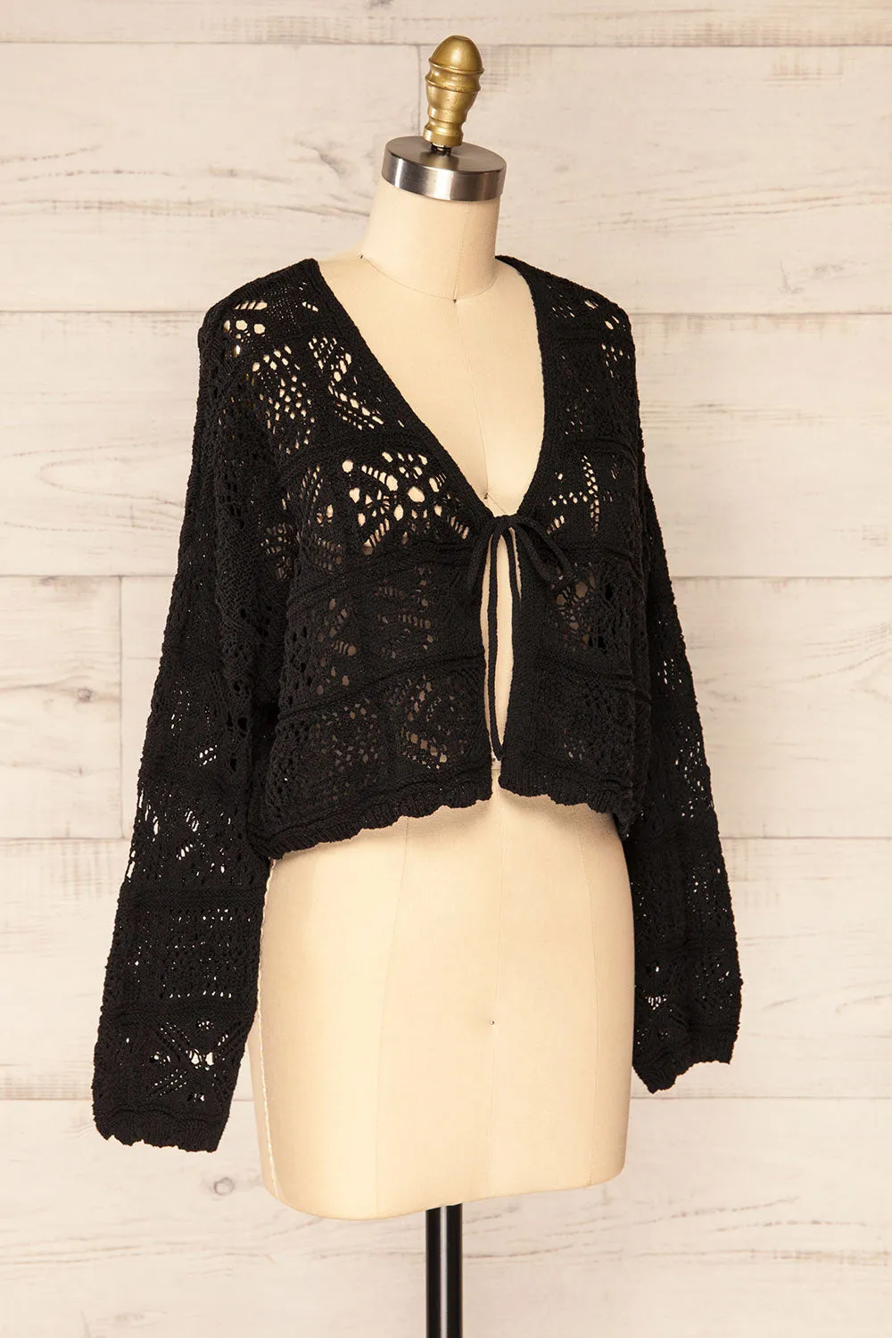 Ripson Black | Cropped Crochet Cardigan