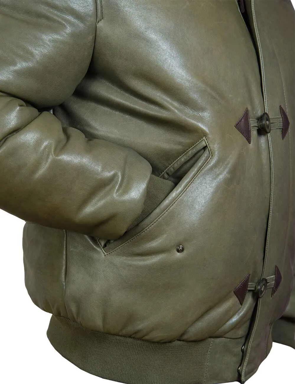 Togo Winter Men`s Leather Parka olive Art. 517