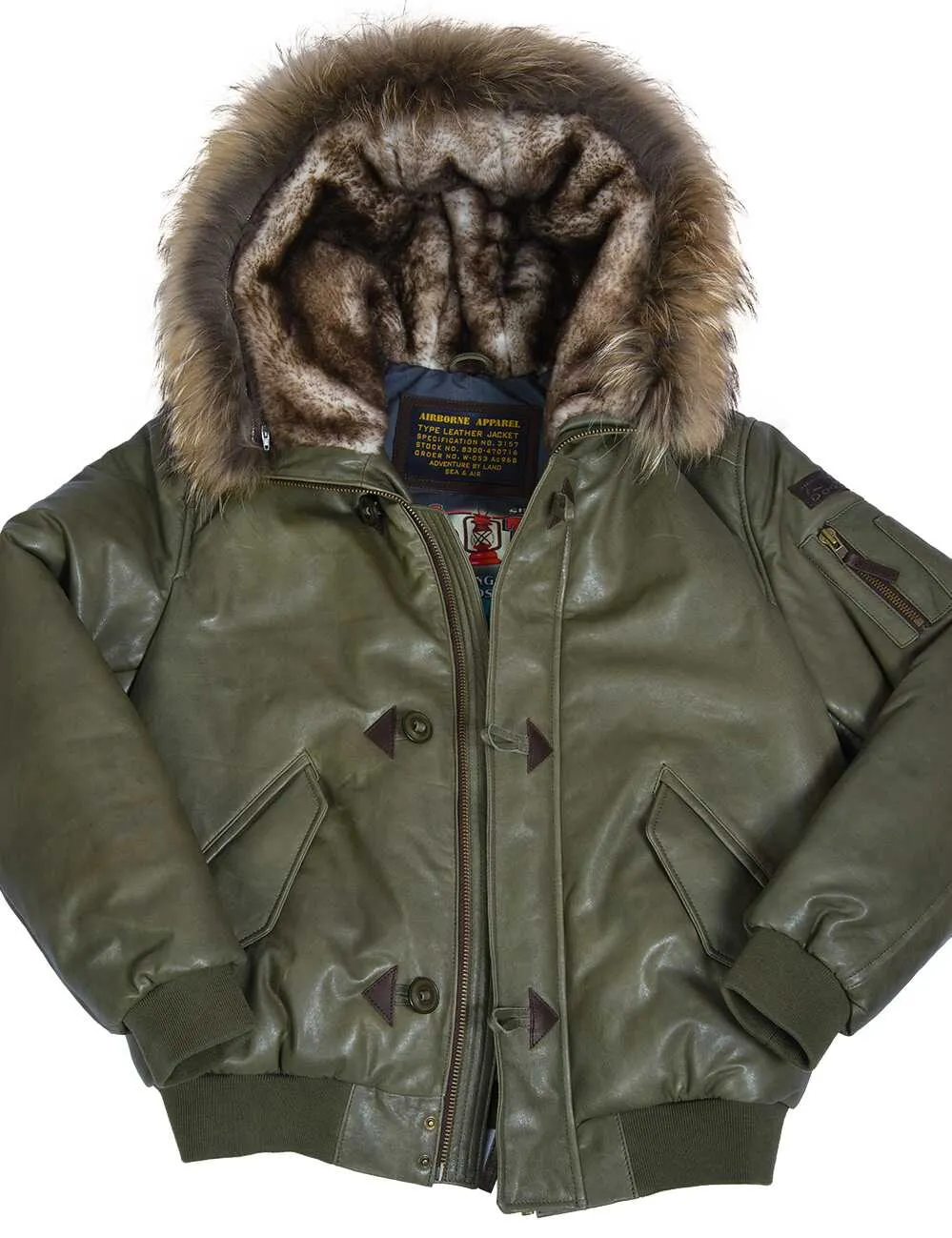 Togo Winter Men`s Leather Parka olive Art. 517