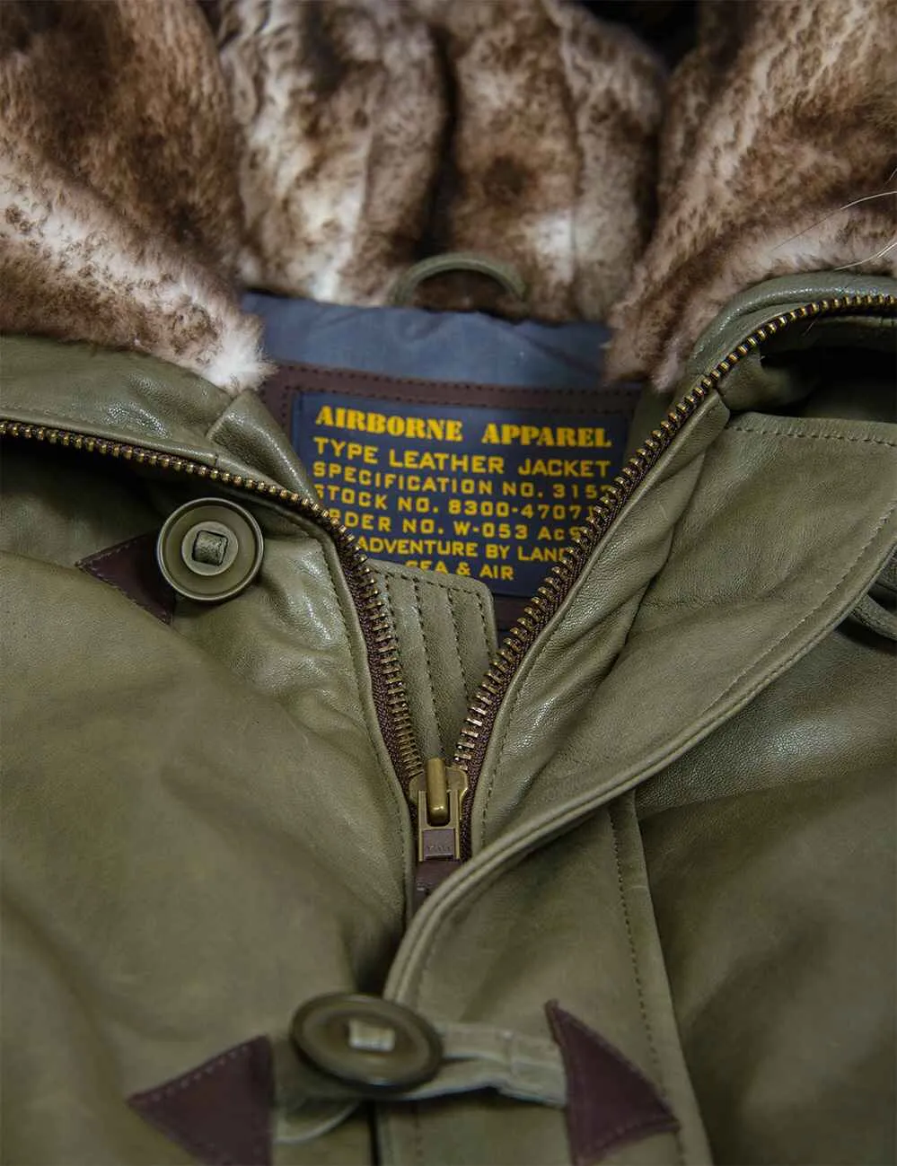 Togo Winter Men`s Leather Parka olive Art. 517