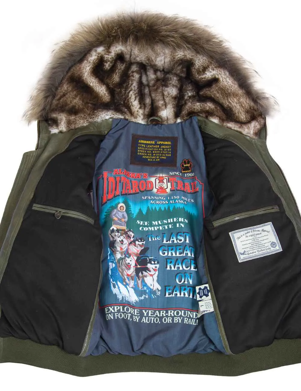 Togo Winter Men`s Leather Parka olive Art. 517