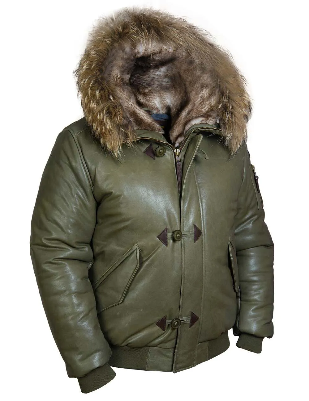 Togo Winter Men`s Leather Parka olive Art. 517