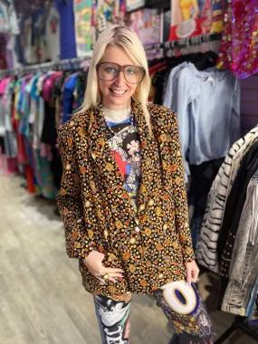 Vintage 90s Colorful Jewelry Print Blazer