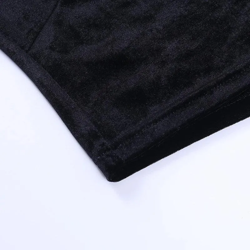 Witchy Gothic See Through Crop Top,  Elegant Flared Long Sleeve For Women